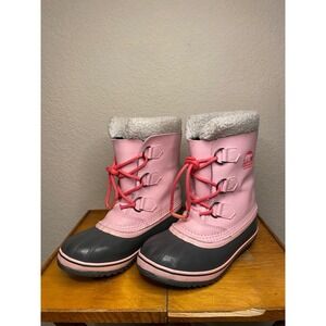 Sorel Winter Snow Boots Waterproof Pink Lace Up Girls Size 3